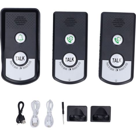 Timbre intercomunicador inalámbrico de 1500 metros y 2 métodos de carga para seguridad del hogar (1/5)