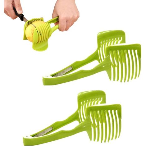 Affettatrice portatile per pomodori, frutta e limoni, in due pezzi. Pratica pinza rotonda per frutta. Taglio facile. Fette uniformi. (1/5)