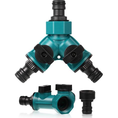 Distribuidor de manguera de 2 vías para conexión de manguera de jardín, conector en Y, 1 pieza (1/5)
