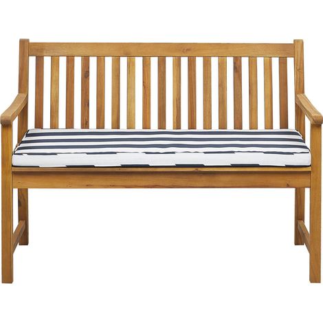 Gartenbank mit Auflage VIVARA 120 cm zertifiziertes Akazienholz Marineblau