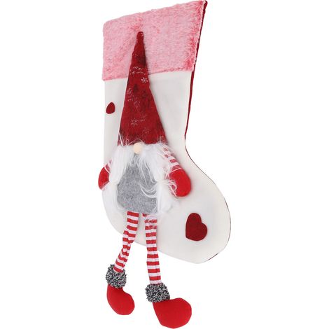 Lot de 6 chaussettes de Noël en fourrure blanche avec pieds, suspensions décoratives pour arbre de Noël, décorations festives de Noël. (1/5)