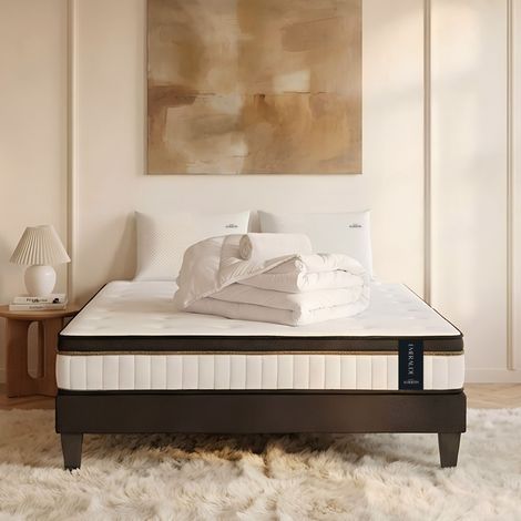 Ensemble Emeraude 160x200 cm + sommier + accessoires - Mousse mémoire - Ép. 24 cm (1/5)