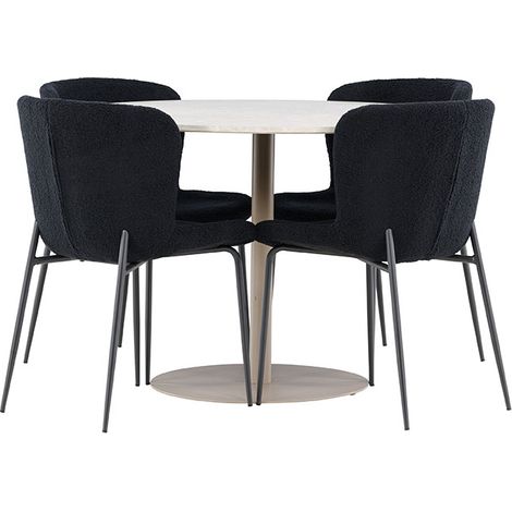Lycke Essgruppe Tisch Ø110cm und 4 Teddy Stühle beige. (1/4)