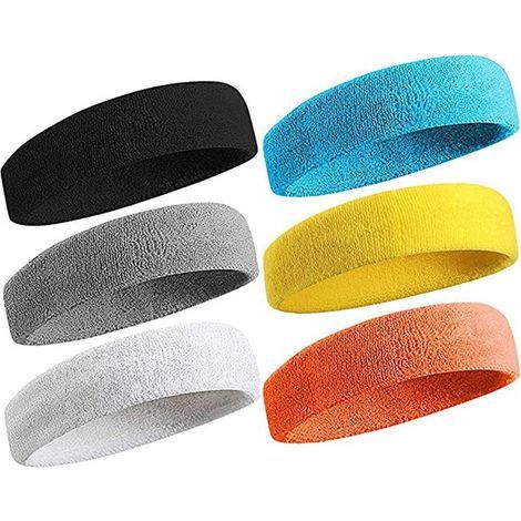 6-Piece Sports Headband Set for Men and Women, Elastic Non-Slip Sweat-Absorbent Hairband for Sports (1/5)
