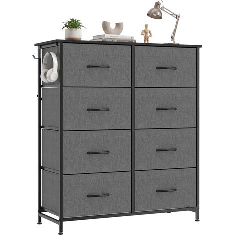 HOMCOM Chest of Drawers for Bedroom, 8 Fabric Drawers, Grey (1/5)