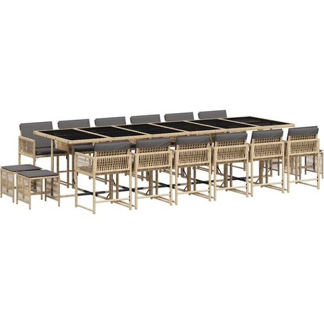 Maison Exclusive - Set Pranzo da Giardino 17 pz con Cuscini Beige Misto Polyrattan (1/5)
