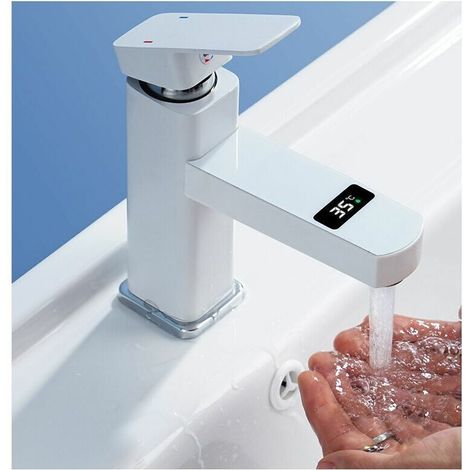 miscelatore, ottone H59A senza piombo, cromato e bianco, aeratore Neoperl Swiss, bagno moderno