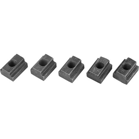 Écrous à T en acier carbone, noirci, qualité 8.8, filetage traversant M6, lot de 5 pièces pour rainures en T, fixation robuste et précise (1/5)