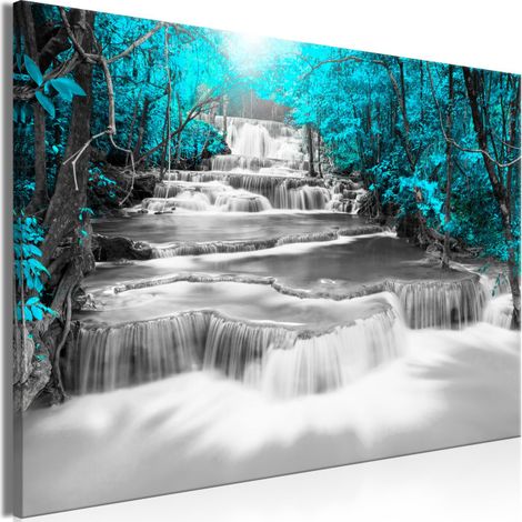Tableau Imprimé "Cascade of Thoughts Wide Turquoise" 60 x 90 cm (1/2)
