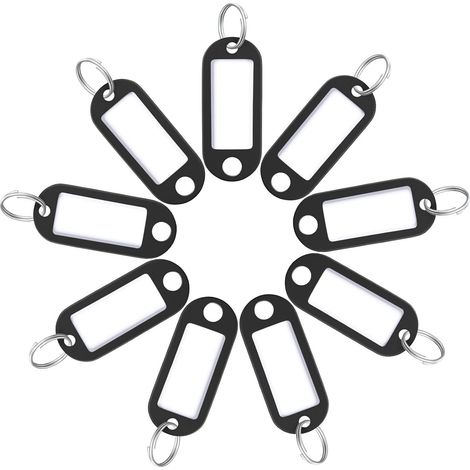 Flexible Schlüsselkennzeichnungsanhänger, 10er-Packung, glänzendes Papier, 5 cm, schwarz, wiederverwendbare Anhänger