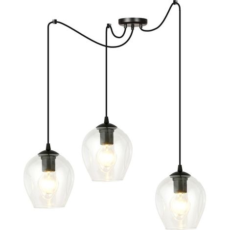 Lampada a Sospensione Level, Acciaio verniciato a polvere, Vetro, Nero, 14x200x28 cm