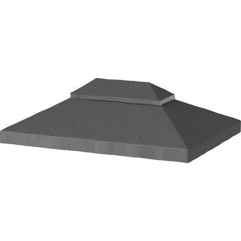 Outsunny Telo per Gazebo 3x4 m a 2 Livelli in Tessuto Oxford Grigio Scuro