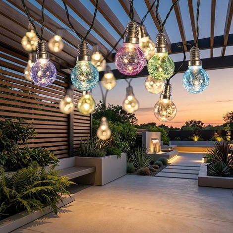 3.8m Crackled Coloured Bulb Solar String Lights (1/2)