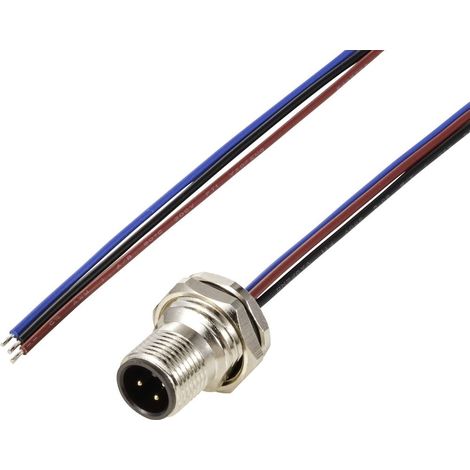 TRU COMPONENTS TC-12833060 Connettore da incasso sensore/attuatore M12 Spina 0.5 m Numero di poli: 3 1 pz.