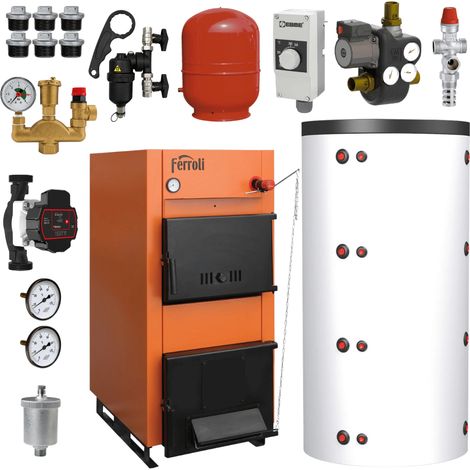 Pack chaudière bois Ferroli FSB Plus 25 kw + ballon tampon + accessoire