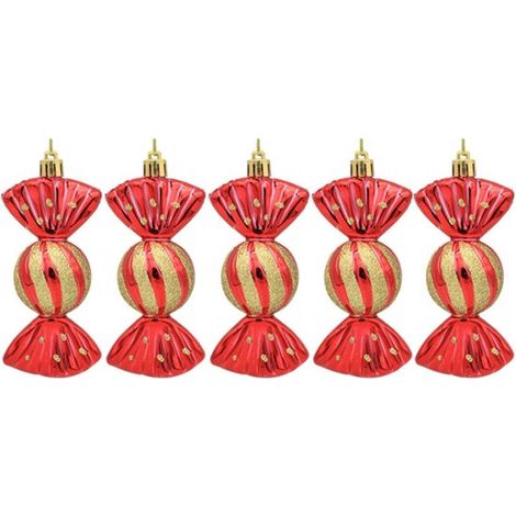 Palline di Natale (set da 5) - Collezione di palline di Natale glitterate - Design C&y - Con cordino per appenderle - Decorazione per albero di Natale - Decorazione festiva - (1/2)