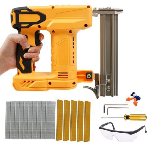 Cloueuse sans fil pour batterie Dewalt 18V 20V, Pistolet à clous électrique 2 en 1 18GA, 1000 clous droits et 500 clous en U inclus pour le bricolage et le travail du bois (1/5)