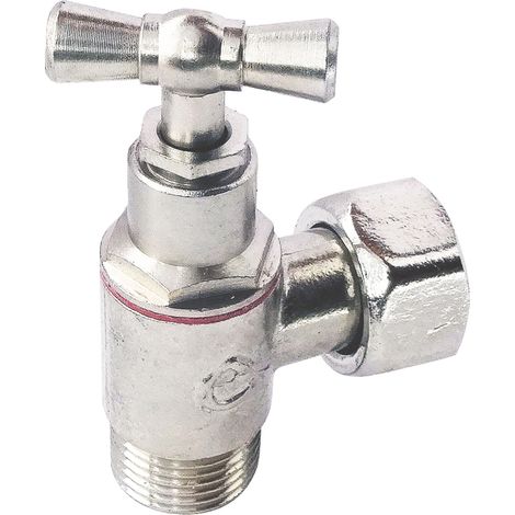 Robinet d'arrêt équerre à presse étoupe pour WC - 3/8" - Tête à clapet - nickelé