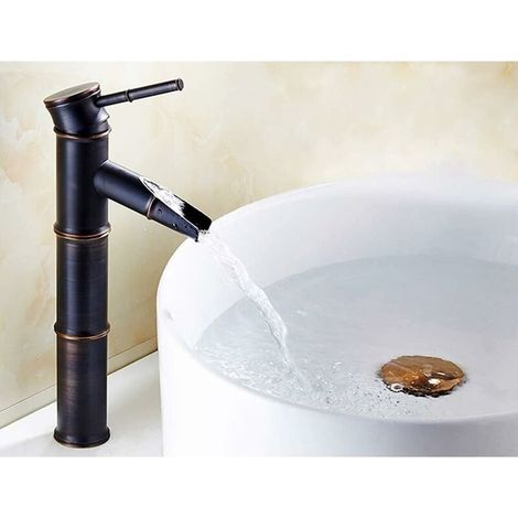 Robinet de Salle de bain, Robinet de Lavabo rétro en Bronze, Robinet monotrou d'eau Chaude et Froide, adapté pour un diamètre intérieur de 3.2cm au 4cm (1/4)