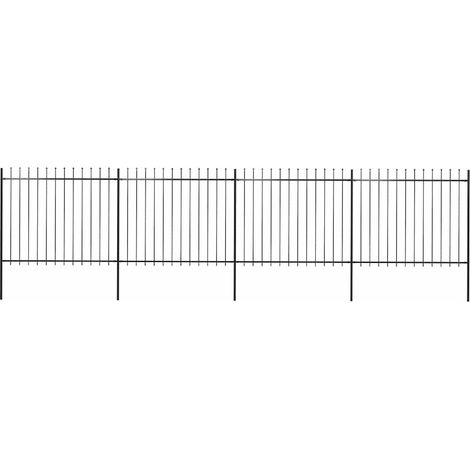 Clôture de jardin avec pointe de lance, acier, 714,5 x 150 cm, noire