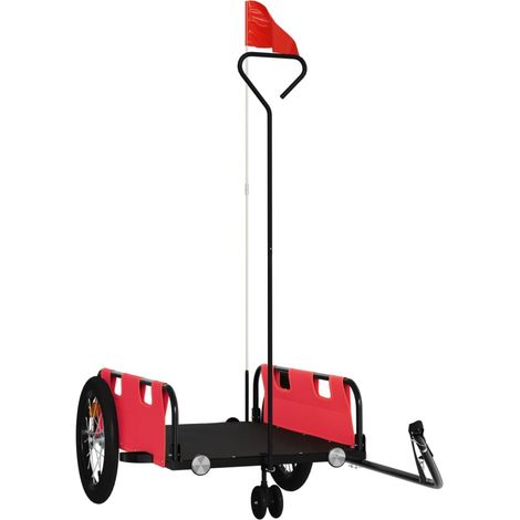 Remorque de vélo rouge tissu oxford et fer CFW41281 (1/5)