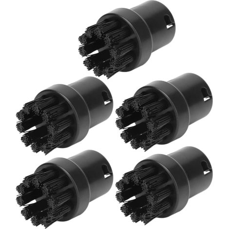 Lot de 5 brosses vapeur noires - Nylon souple - Compatible SC1 à SC5 - Nettoyage sols et surfaces - Pour maison et bureaux (1/5)