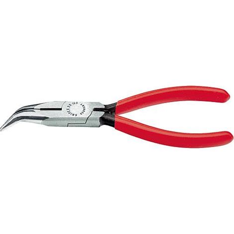 Pince a becs demi-ronds av lame polie revetement plastique Machoire coude 40°. Longueur 160 mm