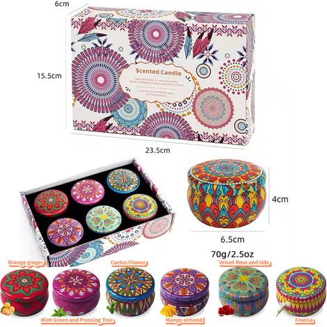 Coffret cadeau de 6 bougies parfumées à la cire de soja, bougies aux huiles essentielles pour femmes, cadeau d'anniversaire pour une maman (1/5)