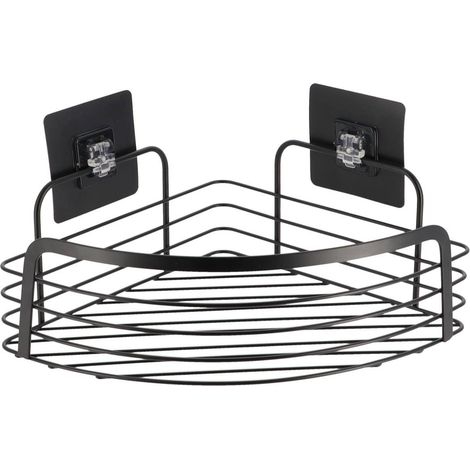 Etagere d'angle metal peint sur cartes adhesives 3 m - noir mat - Tendance (1/4)