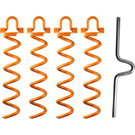 Terre Jardin – Lot de 4 piquets d'ancrage en spirale métalliques – Longueur 29 cm – Pour terrains accidentés – Fixation solide avec barre de forçage (1/5)
