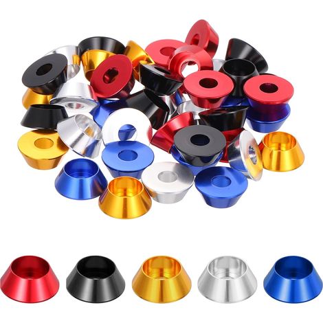 50 Pièces Rondelles à Tête Fraisée, Rondelles de Tasse M5 x 14 mm, Rondelle Fraisée, Rondelle Boulon En Aluminium Pour vis à tête, tige filetée, Accessoires Mécaniques, Multicolore (1/5)