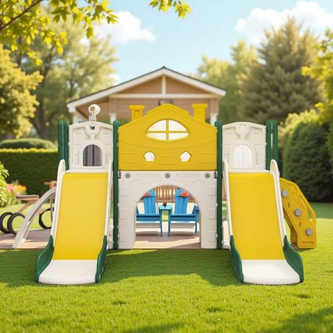 Juego Interior/Exterior - Tobogán Doble Niños Pirata 7-en-1 - Seguridad EN71 - Almacenamiento Integrado - 1.5-6 Años (1/5)