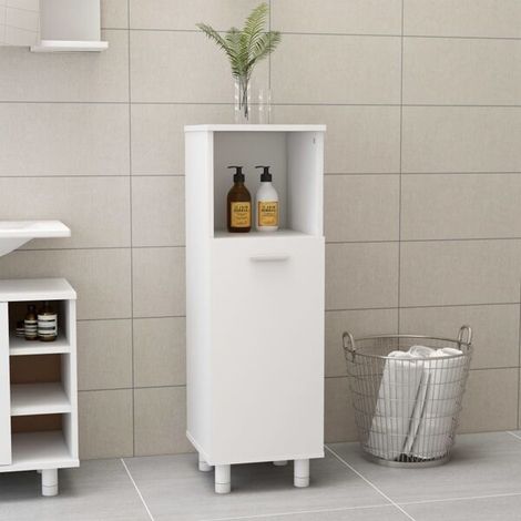 Meuble de salle de bain blanc 30x30x95 cm en bois manufacturé (1/5)