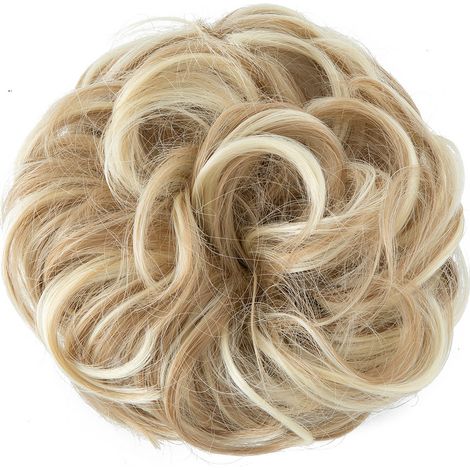 Postizo con moño voluminoso de grandes ondas, moño sintético para mujer en rubio ceniza, extensiones de coleta, postizo grueso y denso (1/5)