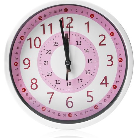 Horloge murale enfant silencieuse horloge apprentissage chambre fille garçon prise en main rapide top vente (1/5)