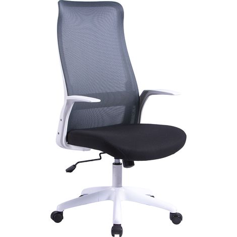 Sedia Direzionale da Ufficio 62x62x110-118 cm Arlington in Rete Tecnica Nero e Bianco