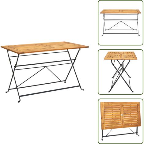 Mesa de madera - vidaXL Mesa plegable de jardín de madera maciza de acacia 120x70x74 cm - Acacia