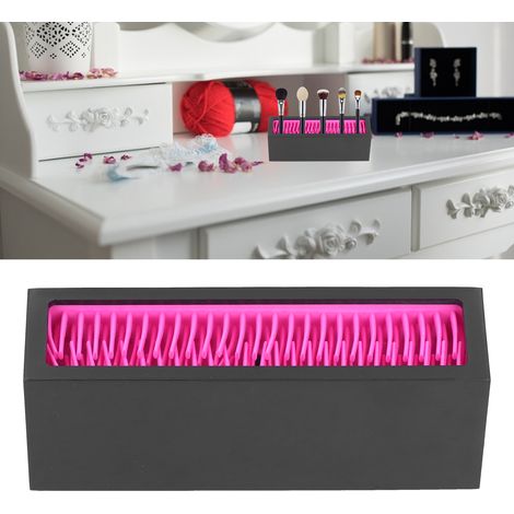 Boîte de rangement de bureau silicone organisateur de cosmétiques porte-baguettes et support pour lipsticks rose rouge [Silicone Rose Red Desktop Organizer Makeup Brush Lipstick Holder] (1/5)