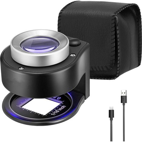 Lente d'ingrandimento per gioielli, lente d'ingrandimento ricaricabile tramite USB con ingrandimento 30x, lente d'ingrandimento per occhi, lente d'ingrandimento per cucito, per tessuti, monete, bancon (1/5)