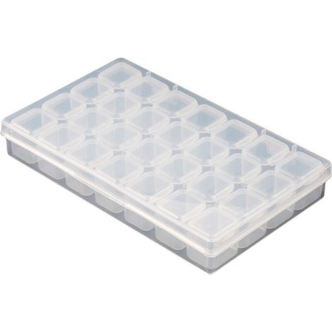 Boîte de rangement pour perles de peinture diamant avec 28 compartiments et insert transparent amovible