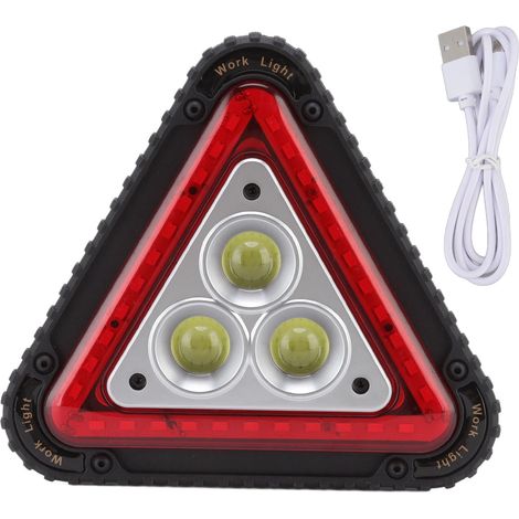 Lámpara de alarma LED COB triangular multifuncional roja con carga USB para mantenimiento de automóviles y emergencias vehiculares. (1/5)