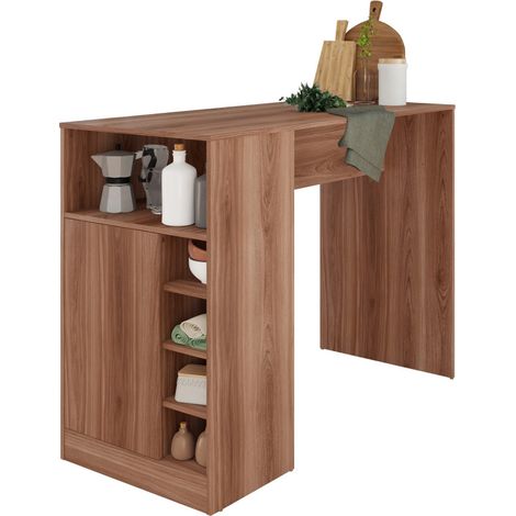 Comptoir de Cuisine - Table 1 Porte 7 Niches Châtaignier L 135 H 100 P 60 cm (1/5)