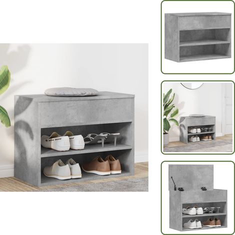 vidaXL Panca Portascarpe Grigio Cemento 60x30x45 cm in Truciolato