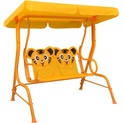 Banco balancín para niños tela amarillo 115x75x110 cm vidaXL (1/2)
