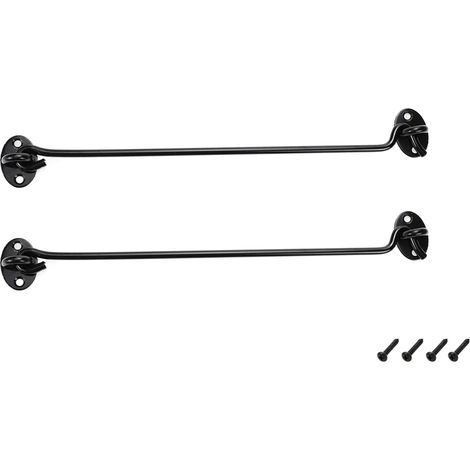 Loquet de porte, serrure de porte de grange, loquet coulissant en acier inoxydable de 12 pouces, noir, 2 pièces avec vis. (1/5)