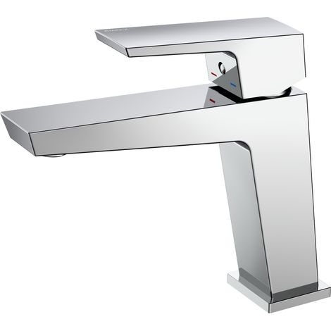 Avapax Robinet mitigeur de lavabo sur pied Vellano - Chrome brillant - Tête en céramique 26 mm - Laiton - 1 pièce (1/2)