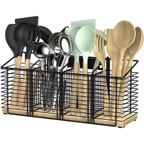 Ustensiles de cuisine en métal noir, spatule, pot de rangement (comme sur la photo) (1/5)