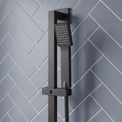 Signature Reflex Square Shower Slide Rail Kit with Single Function Handset - Matt Black