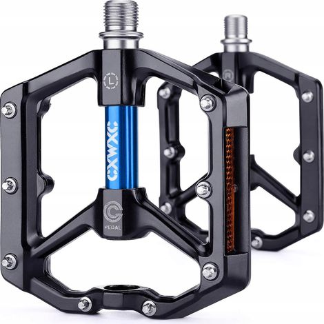 Pedales de plataforma de aluminio CXWXC para bicicleta con pines y reflectores, mecanizados. (1/3)