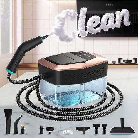 Nettoyeur Vapeur Portable Vaporisateur a Main Vitre Canapé Maison Cuisine Voiture, 6 Niveaux De Réglage, 1,8L,Chauffage 15s,Affichage LCD Température (1/5)